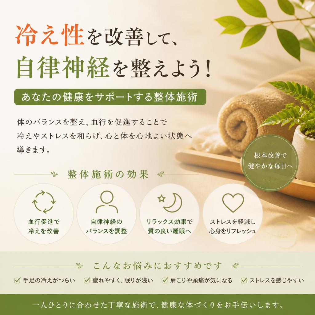 冷え性を理解して、根本改善へ|茨城県ひたちなか市で整体ならBody Make Salute