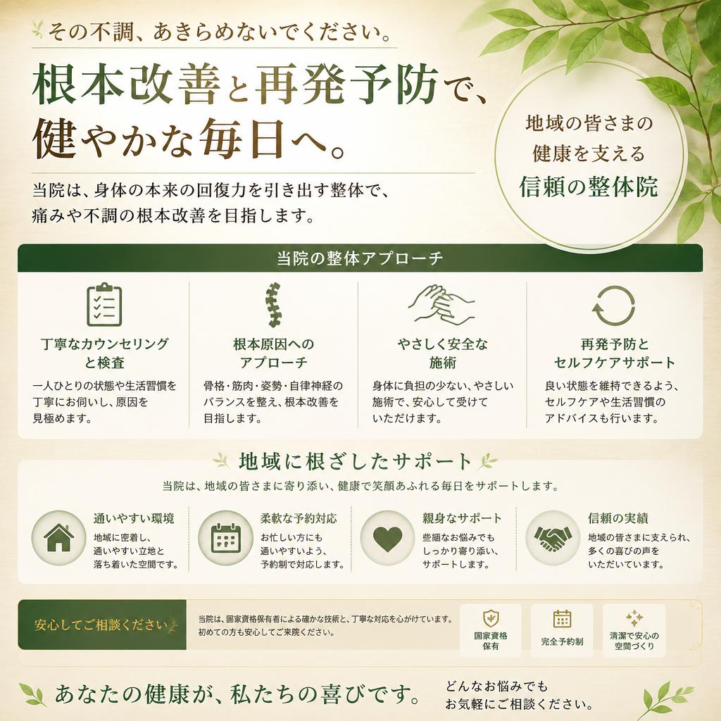 整体院の特長と信頼性