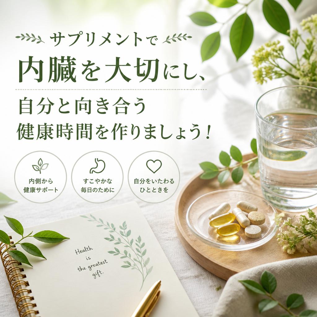 サプリメントで内臓を大切にし、自分と向き合う健康時間を作りましょう！