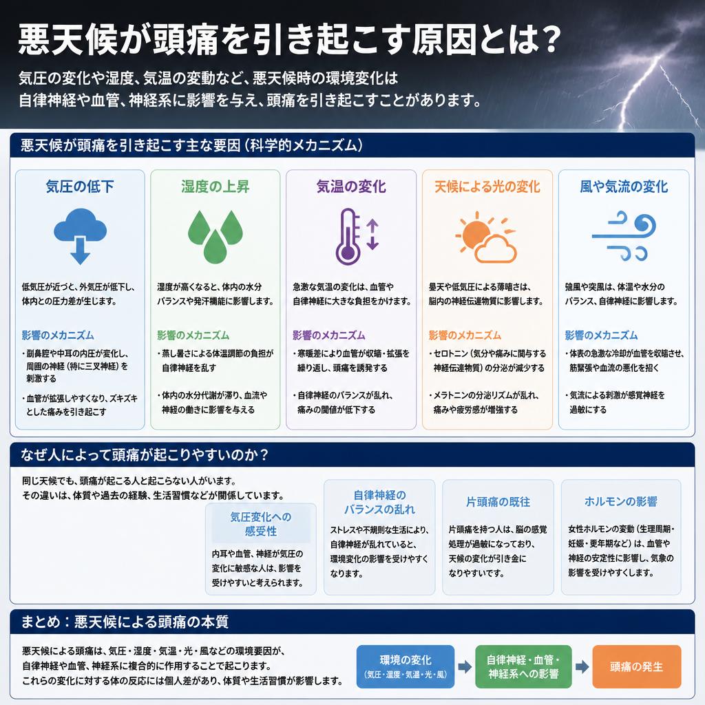 悪天候による頭痛の主な原因
