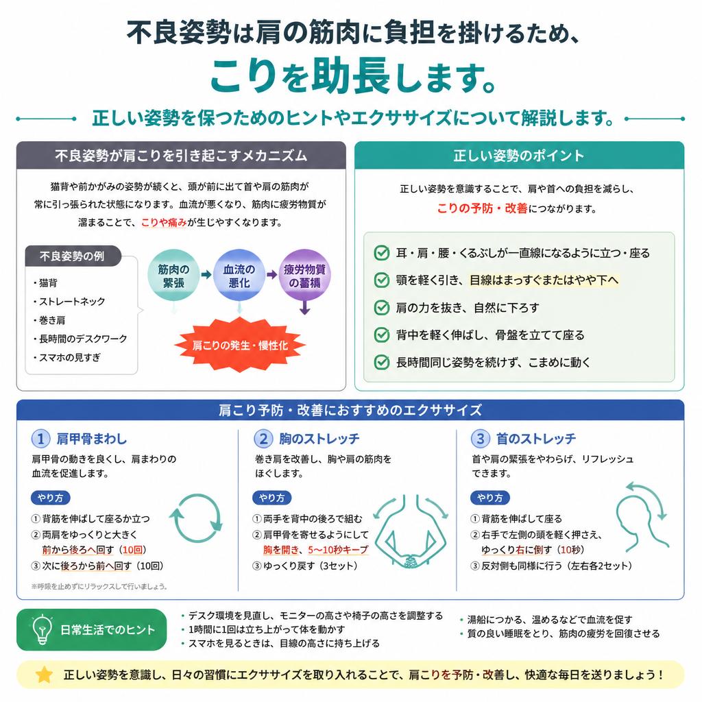姿勢が肩こりに与える影響