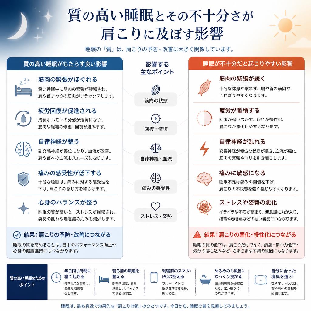 睡眠の質が肩こりに与える影響