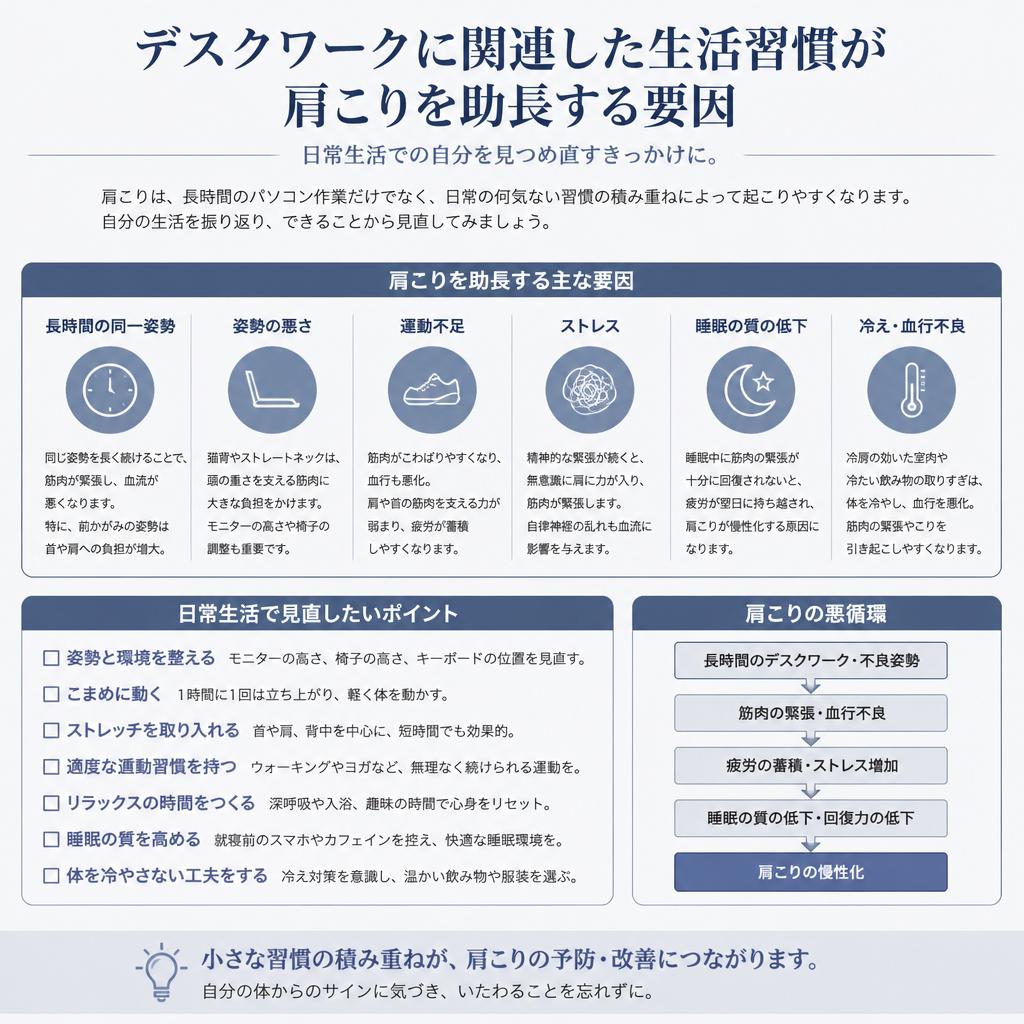肩こりを引き起こす生活習慣