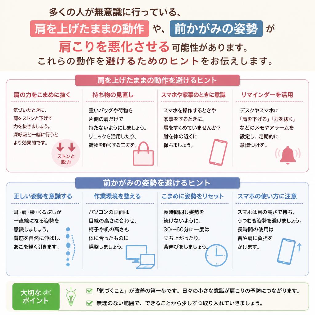肩こりを悪化させる動作を知ろう