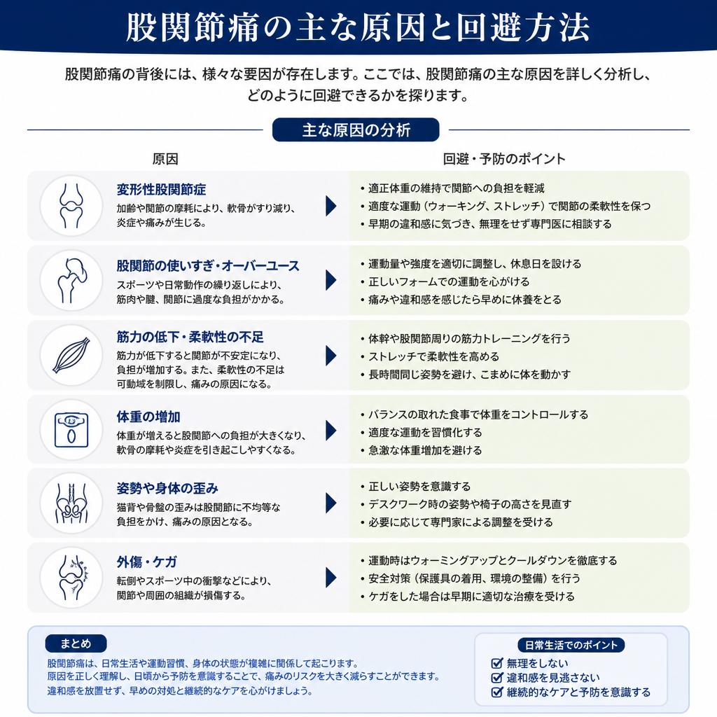 股関節痛の主な原因